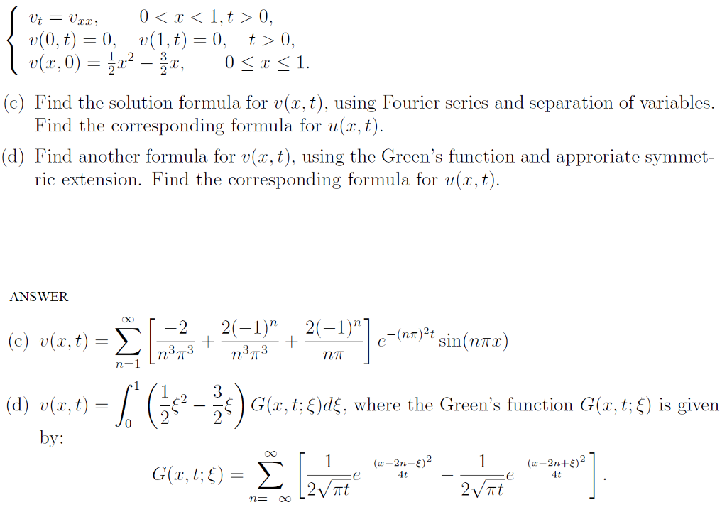1 2 V 0 C Find The Solution Formula For V X T Chegg Com