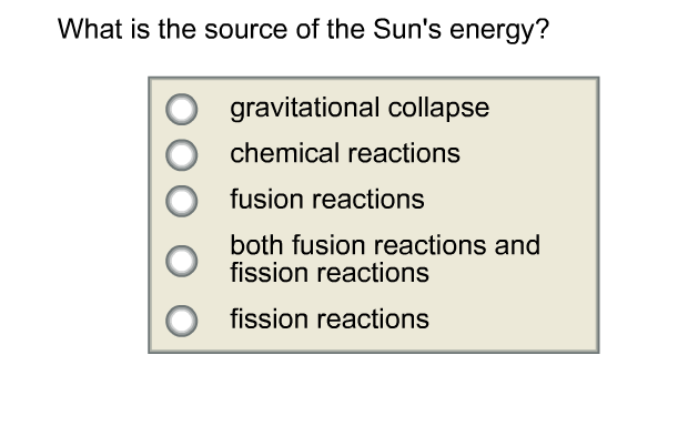 Solved What Is The Source Of The Sun S Energy Small Circ Chegg Com