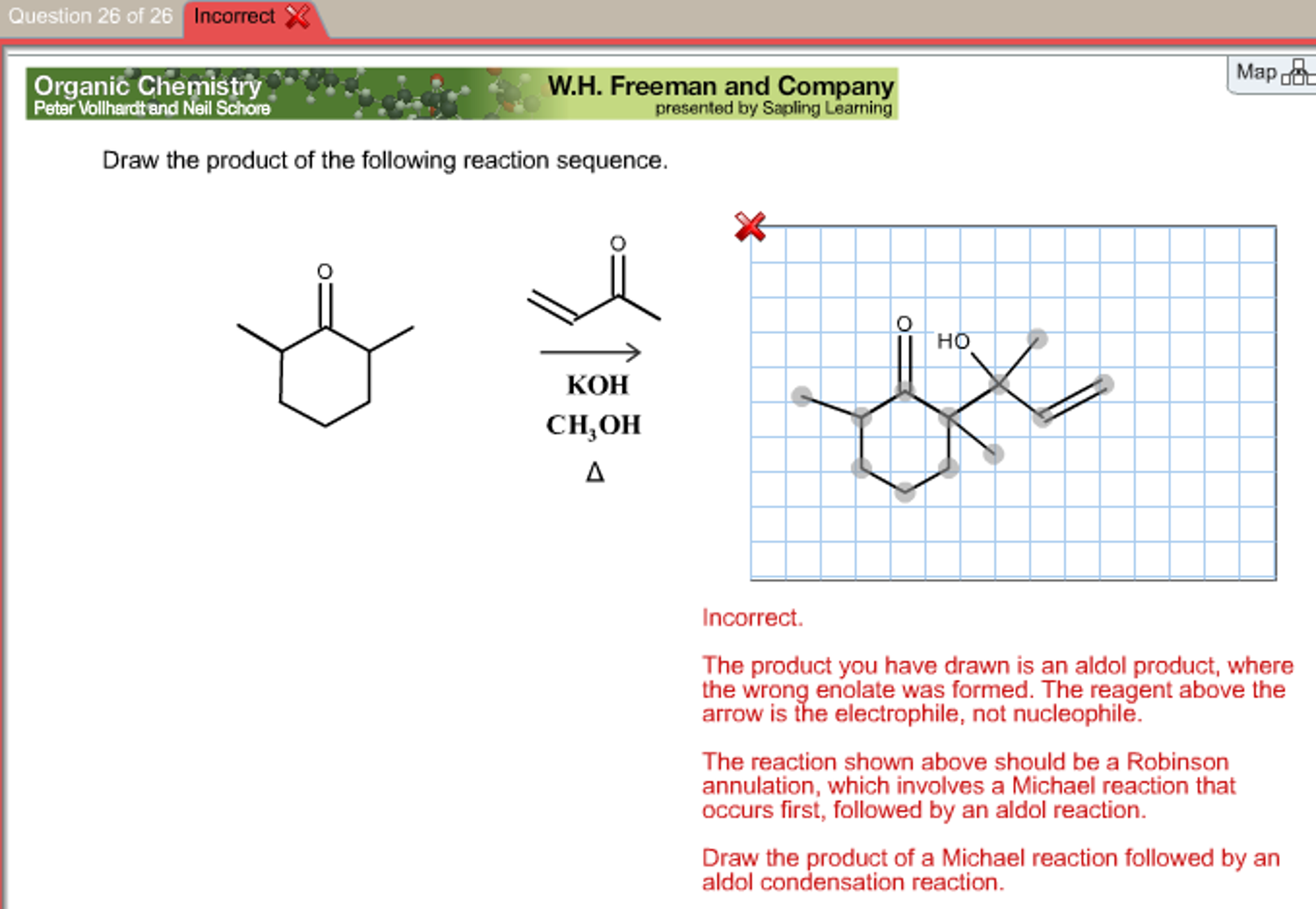 Question 26 of 26 26 Incorrect Map Organic Chemist