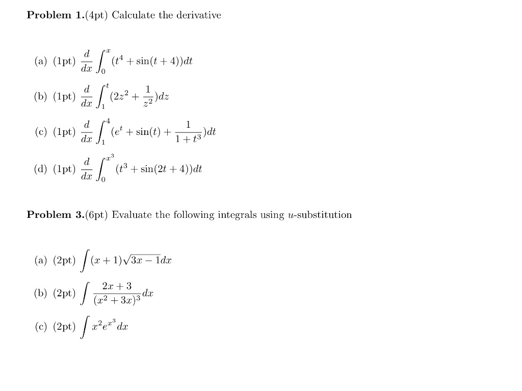 Solved Calculate The Derivative A D Dx Integral X 0 T Chegg Com