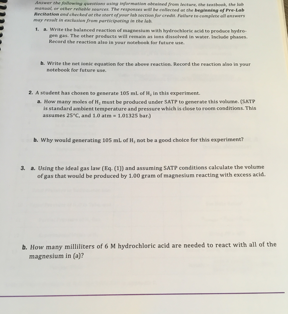 Answer the following questions using information obtained from lecture, the  textbook, the lab manual