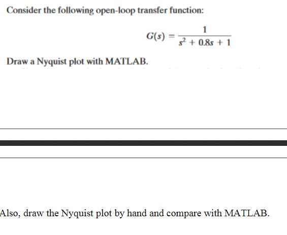 Solved Consider The Following Open Loop Transfer Function Chegg Com