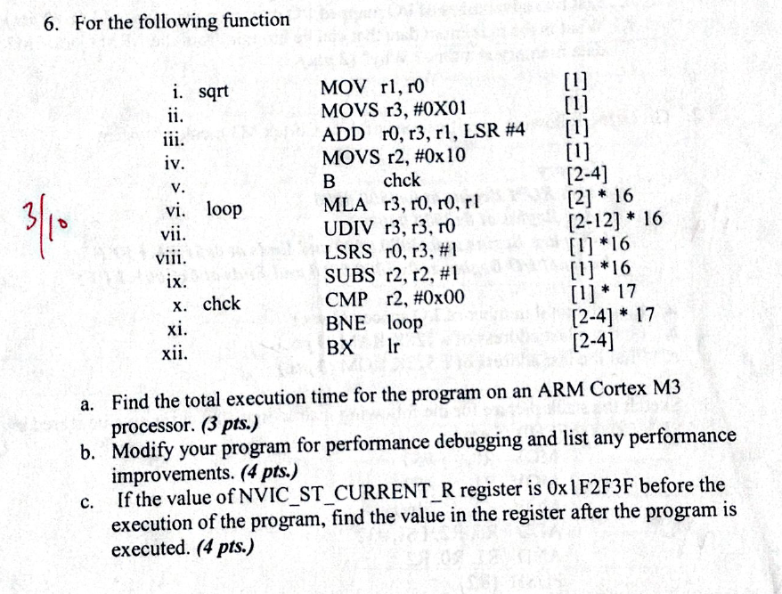 For The Following Function Mov R R0 Movs R3 0x01 Add For The Following Function Mov R R0 Movs R3 0x01 Add