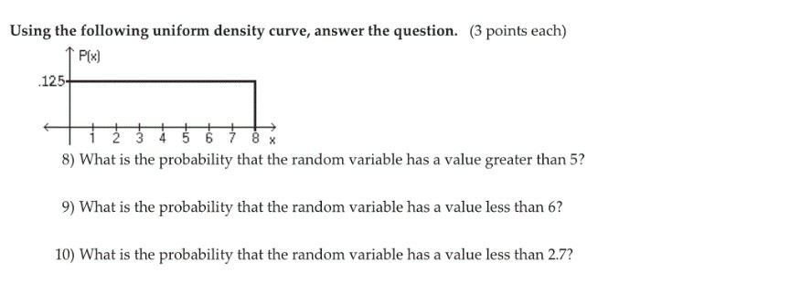 Solved: Using The Following Uniform Density Curve, Answer ...