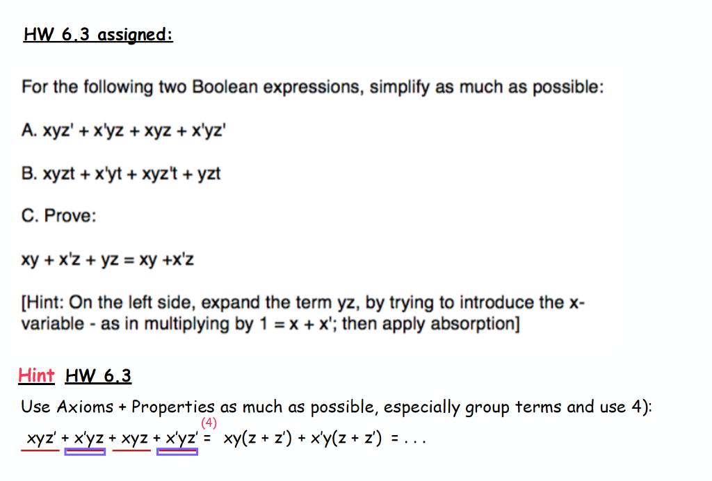 Solved Hw6 3 Assianed For The Following Two Boolean Chegg Com