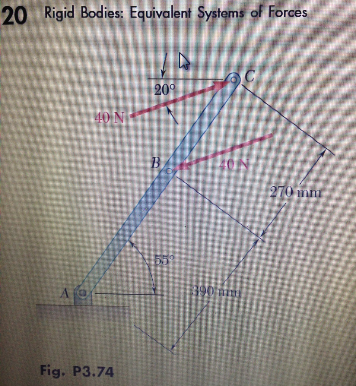 Two parallel 40-N forces are applied to a lever as shown. Determine the moment of the couple formed...