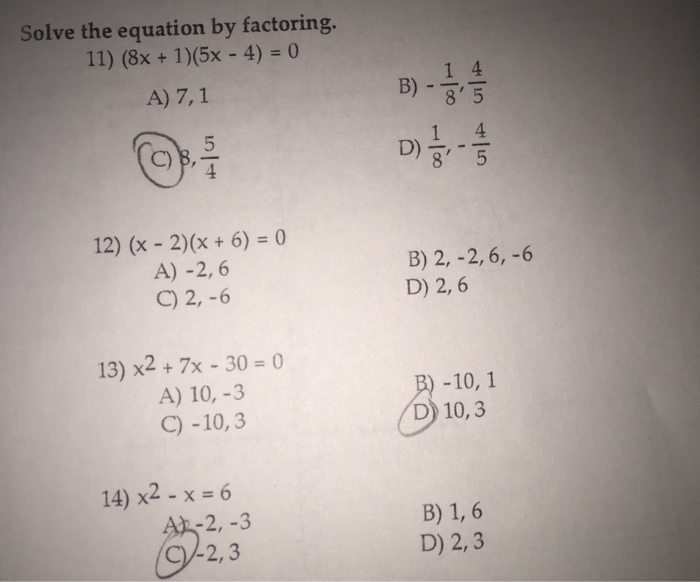Solve The Equation By Factoring 8x 1 5x 4 0 Chegg Com