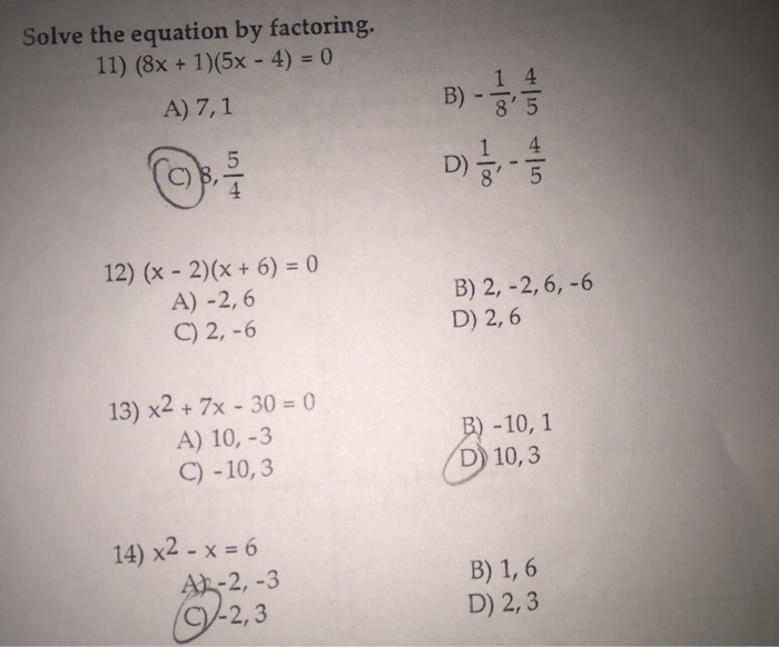 Solved Solve The Equation By Factoring 8x 1 5x 4 Chegg Com