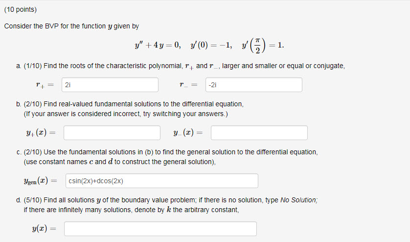 Solved Consider The Bvp For The Function Y Given By Y 4y Chegg Com