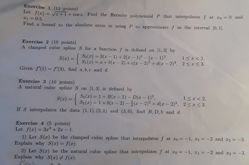 Solved Exercise 1 15 Points Let F X V Z 1 Cos R Find Chegg Com