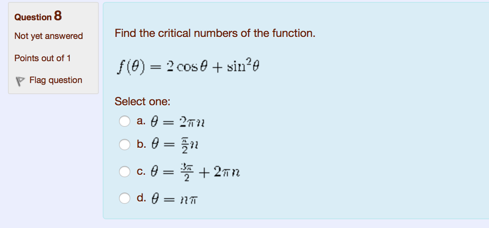 Find the critical numbers of the function. f(theta)  Chegg.com