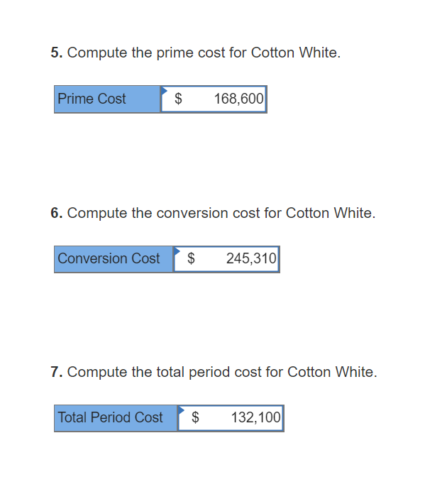Question & Answer: Cotton White, Inc., makes specialty clothing for chefs. The company reported the following costs for 2015:..... 2