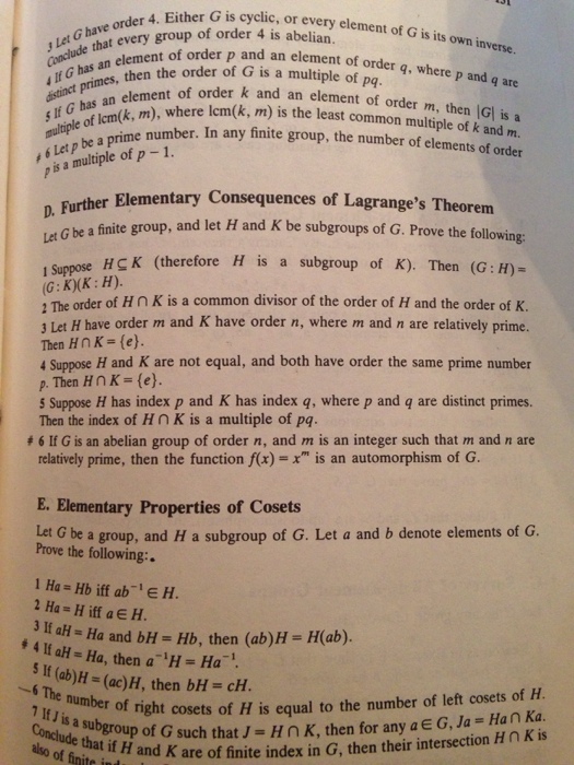 Solved Let G Be Finite Group And Let H And K Be Subgroup Chegg Com