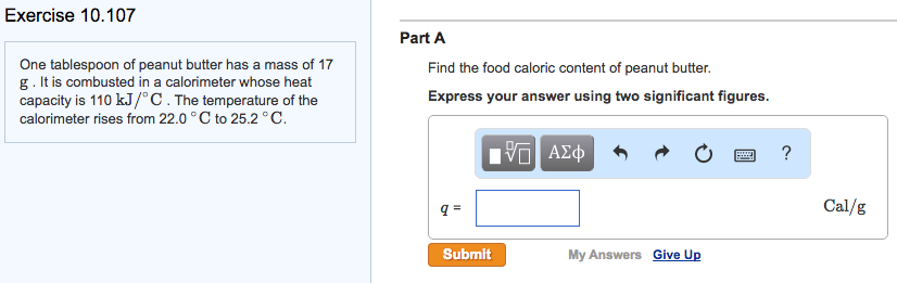 One Tablespoon Of Peanut Butter Has A Mass Of 17 G Chegg Com