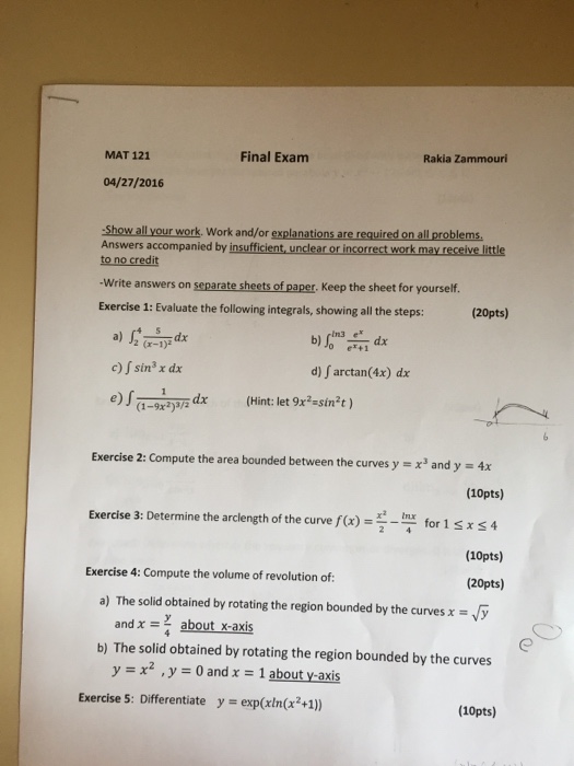 Solved Mat 121 Final Exam Rakia Zammouri 04 27 2016 Show