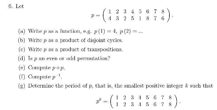 Solved Let P 1 4 2 3 3 2 4 5 5 1 6 8 7 7 8 6 A Wri Chegg Com