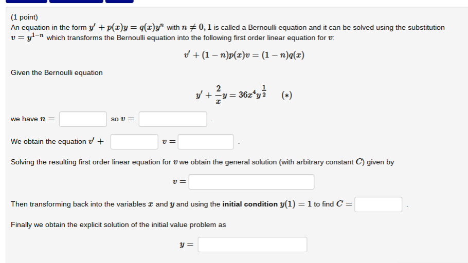 Solved An Equation In The Form Y P X Y Q X Yny P X Y Q Chegg Com