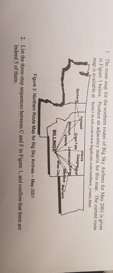 Sky Airlines Route Map Solved 1. The Route Map For The Northern Routes Of Big Sky | Chegg.com