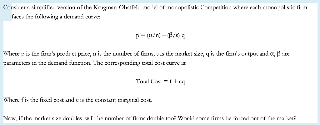 Consider A Simplified Version Of The Krugman Obstfeld Chegg Com