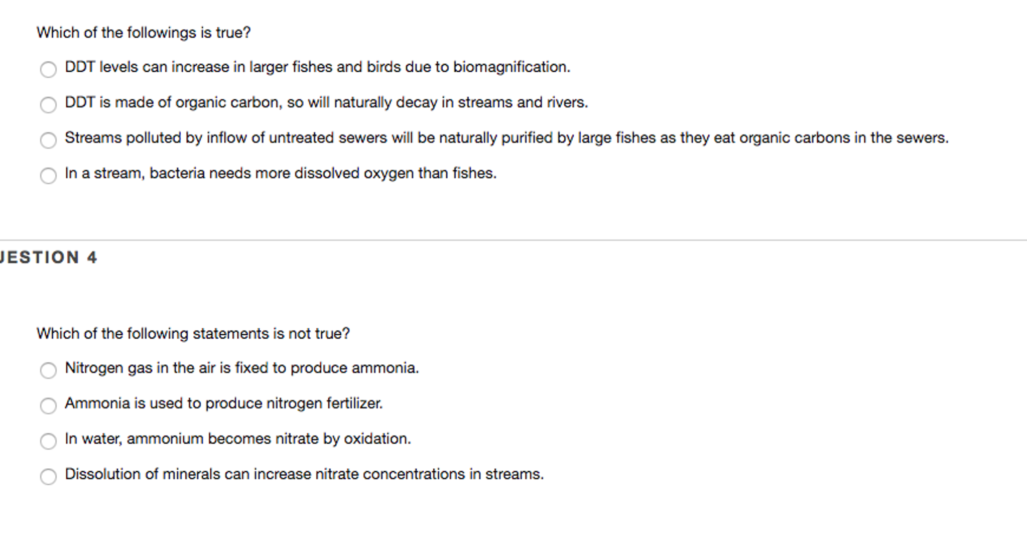 Solved Which Of The Followings Is True Ddt Levels Can Chegg Com