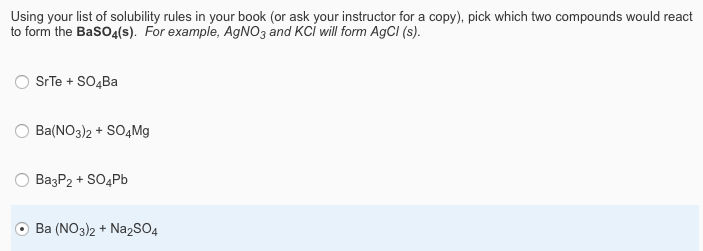 Solved What Is The Net Ionic Equation For The Reaction Of