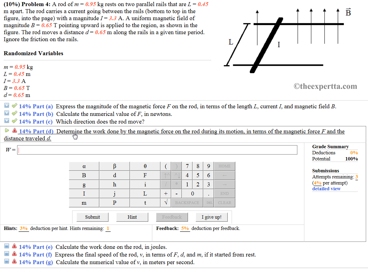 Solved D Determine The Work Done By The Magnetic Force O Chegg Com