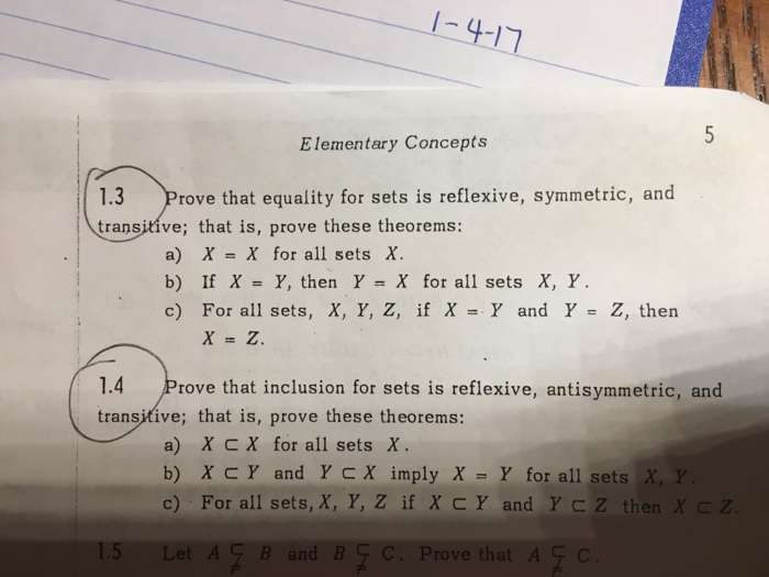 Solved Prove That Equality For Sets Is Reflexive Symmetr Chegg Com
