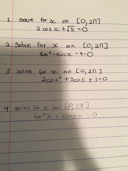 Solved Solve For X On 0 2pi 2cosx Squareroot 3 0 Chegg Com