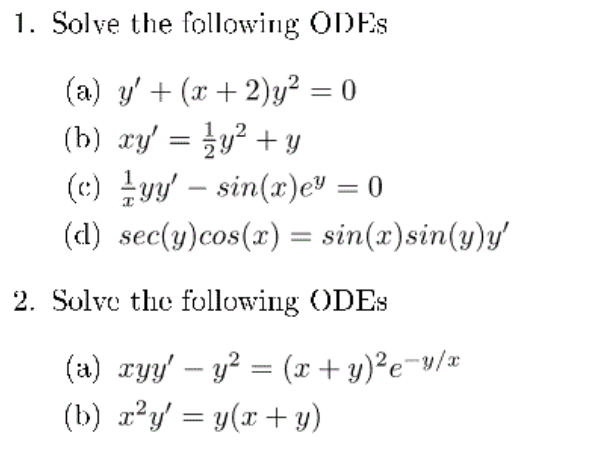 Solved Solve The Following Odes Y X 2 Y 2 0 Xy Chegg Com
