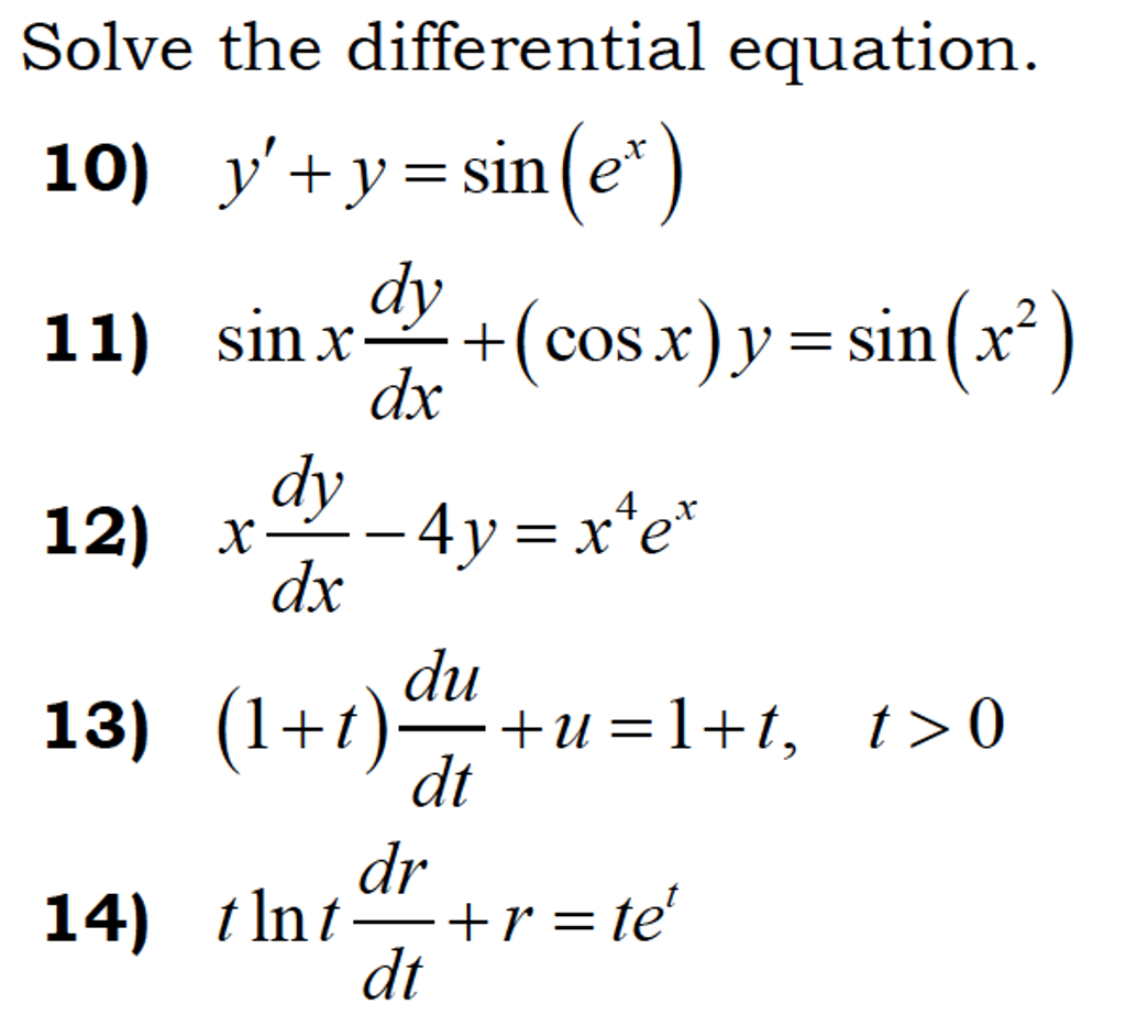Solved Solve The Differential Equation Y Y Sin E X Chegg Com