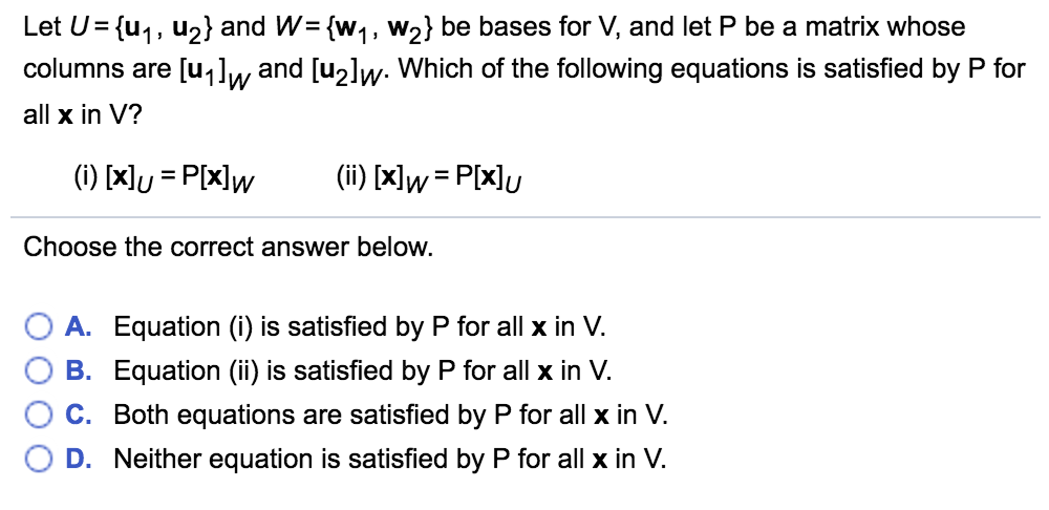 Solved Let U U 1 U 2 And W W 1 W 2 Be Bases For Chegg Com