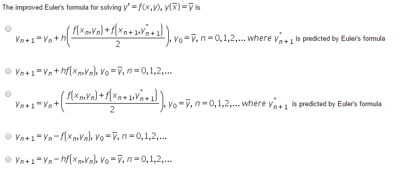 Solved The Improved Euler S Formula For Solving Y F X Chegg Com