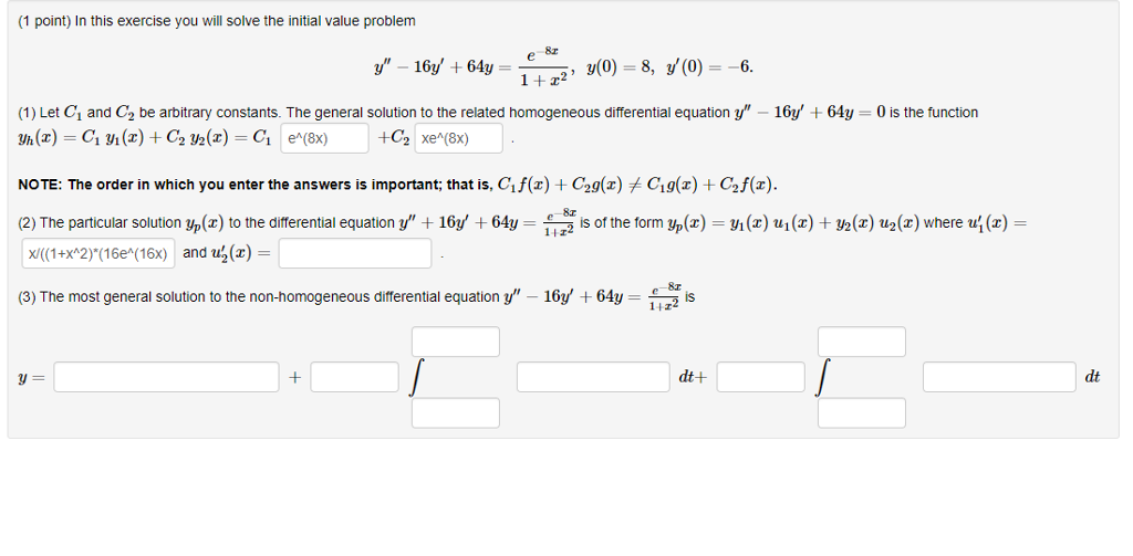 Solved 1 Point In This Exercise You Will Solve The Initi Chegg Com