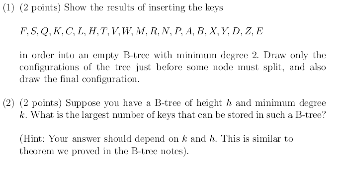 Solved Show The Results Of Inserting The Keys F S Q K Chegg Com