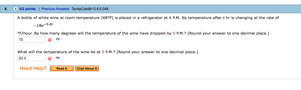 Solved A Bottle Of White Wine At Room Temperature 68 Deg