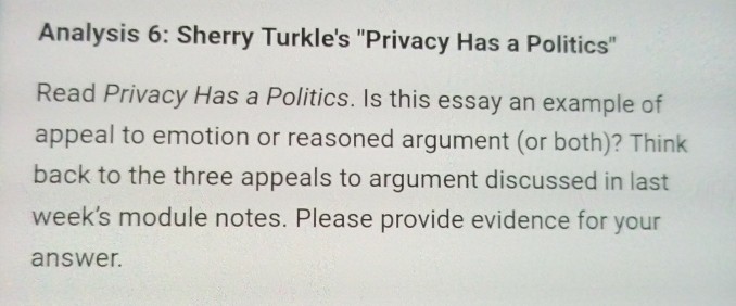 Sherry turkle essay picture