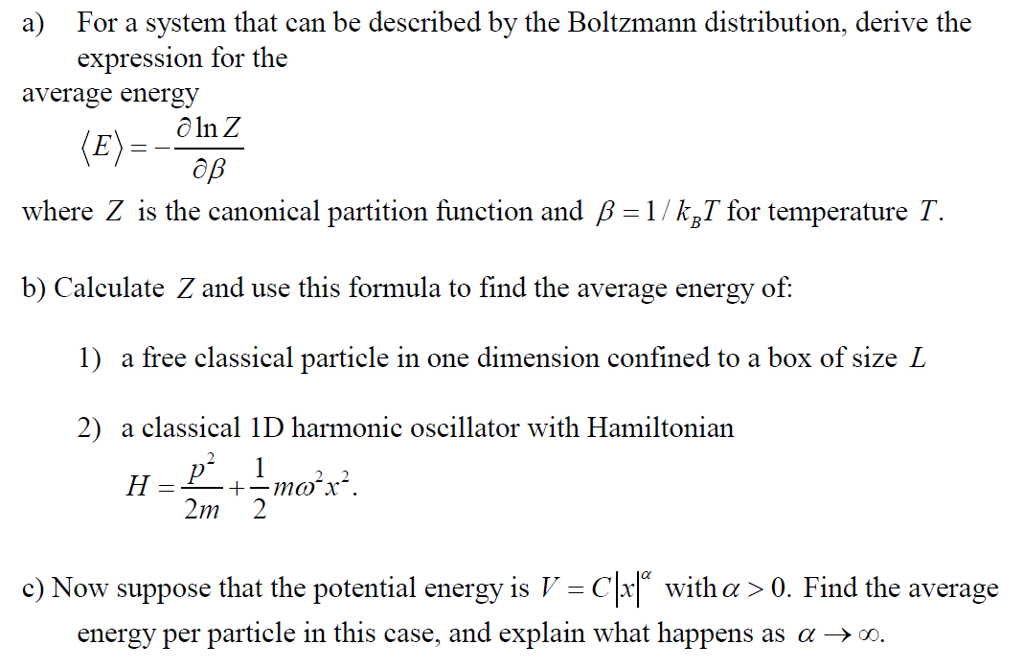 Solved For A System That Can Be Described By The Boltzman Chegg Com