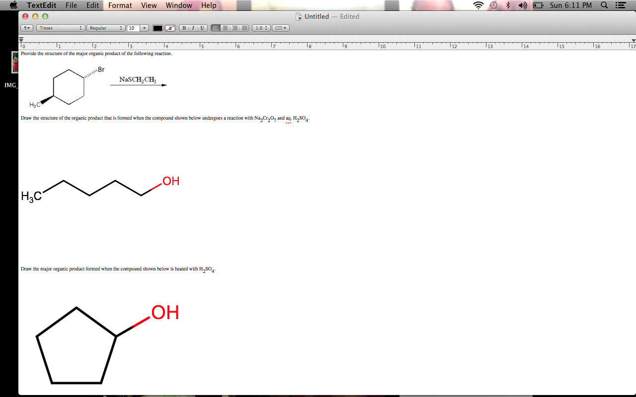 Provide The Structure Of The Major Organic Product