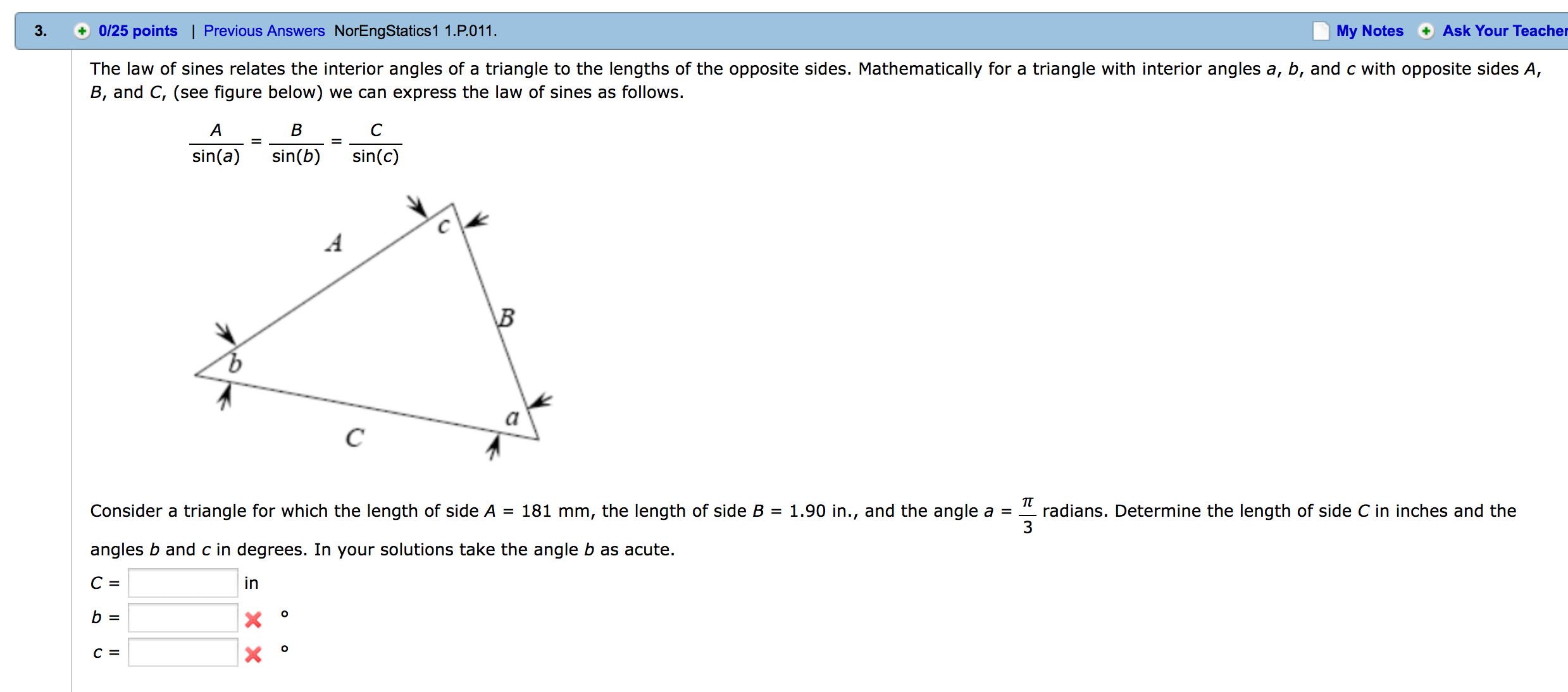 Solved The Law Of Sines Relates The Interior Angles Of A