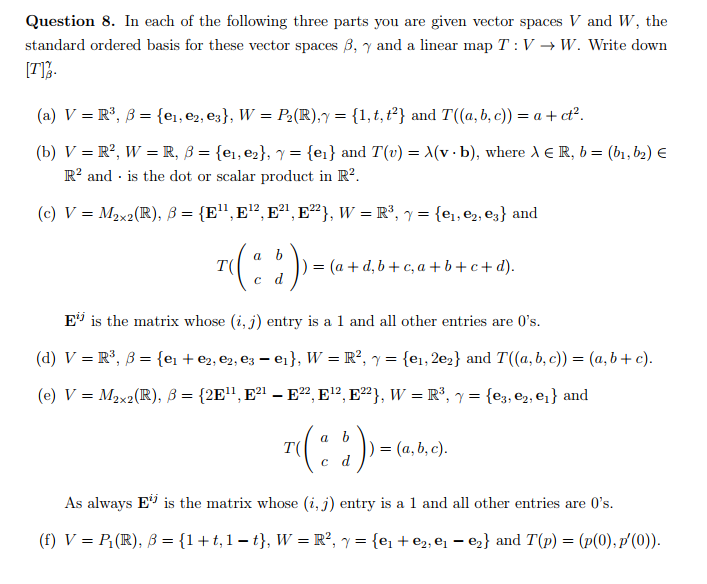 Solved Question 8 In Each Of The Following Three Parts Y Chegg Com