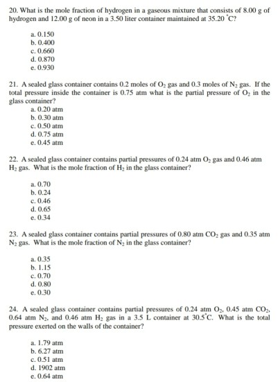 Solved What Is The Mole Fraction Of Hydrogen In A Gas Chegg Com