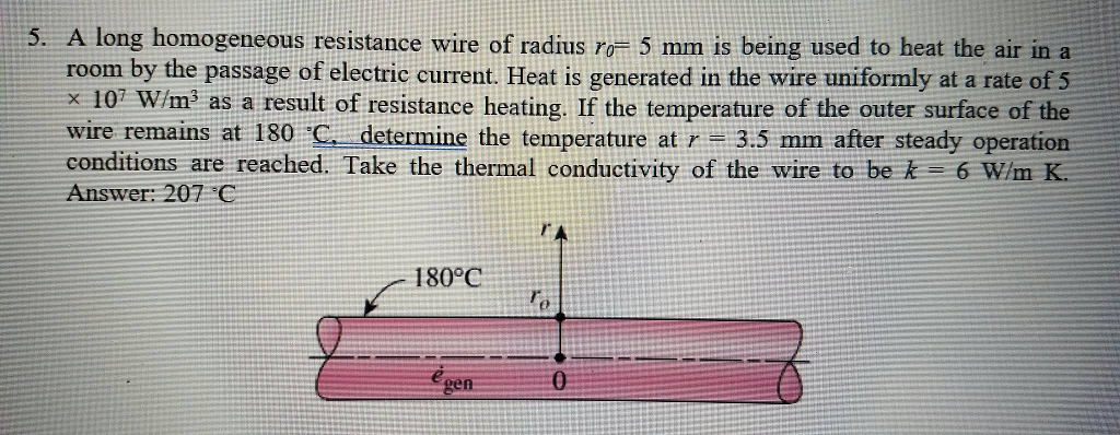 A Long Homogeneous Resistance Wire Of Radius R O 5 Chegg 