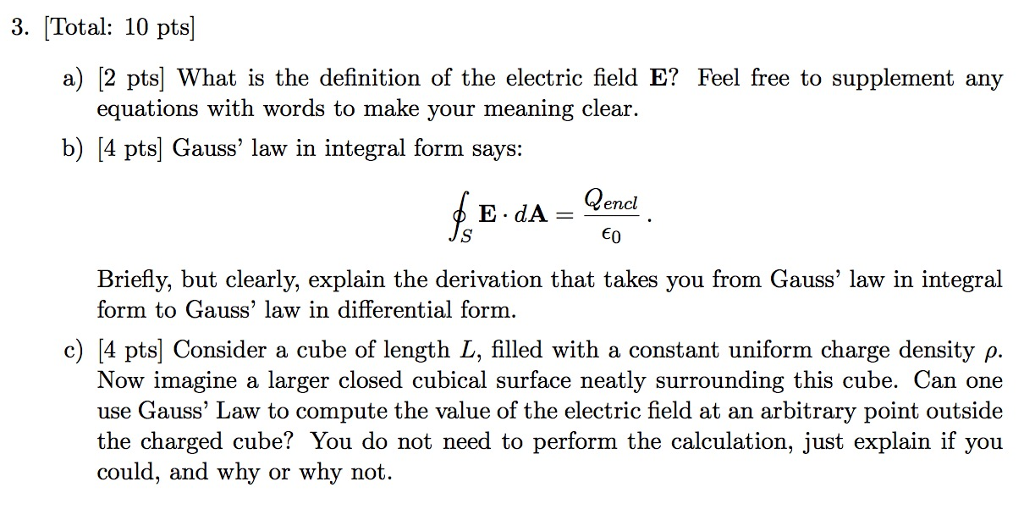 Solved What Is The Definition Of The Electric Field E Fe Chegg Com