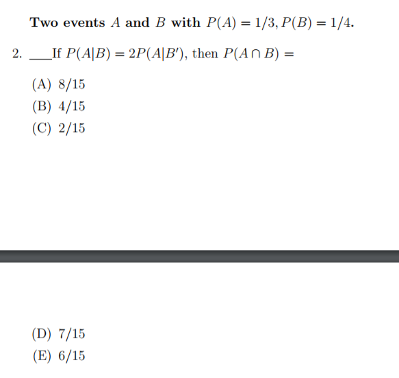 Solved Two Events A And B With P A 1 3 P B 1 4 2 If Chegg Com