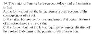 Solved The Major Difference Between Deontology And Utilit Chegg Com