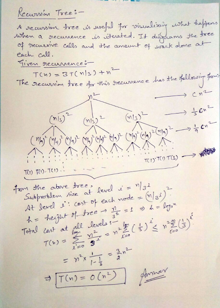 Question & Answer: Using the Recursion-trees & Iteration method, give a good asympto..... 1