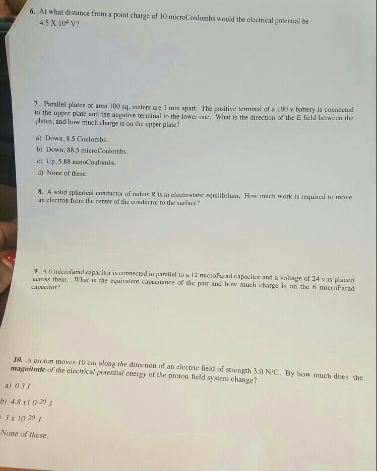 Solved At What Distance From A Point Charge Of 10 MicroCo