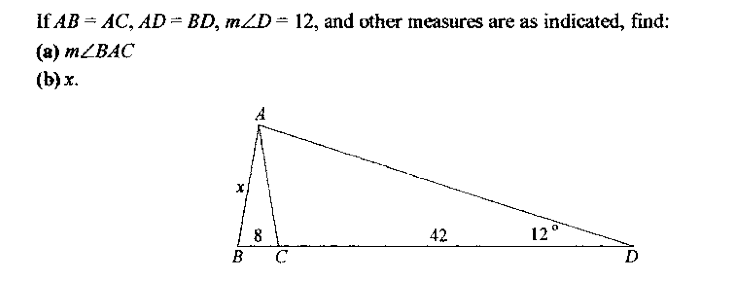 Solved If AB AC AD BD M Angle D 12 And Other Mea Chegg