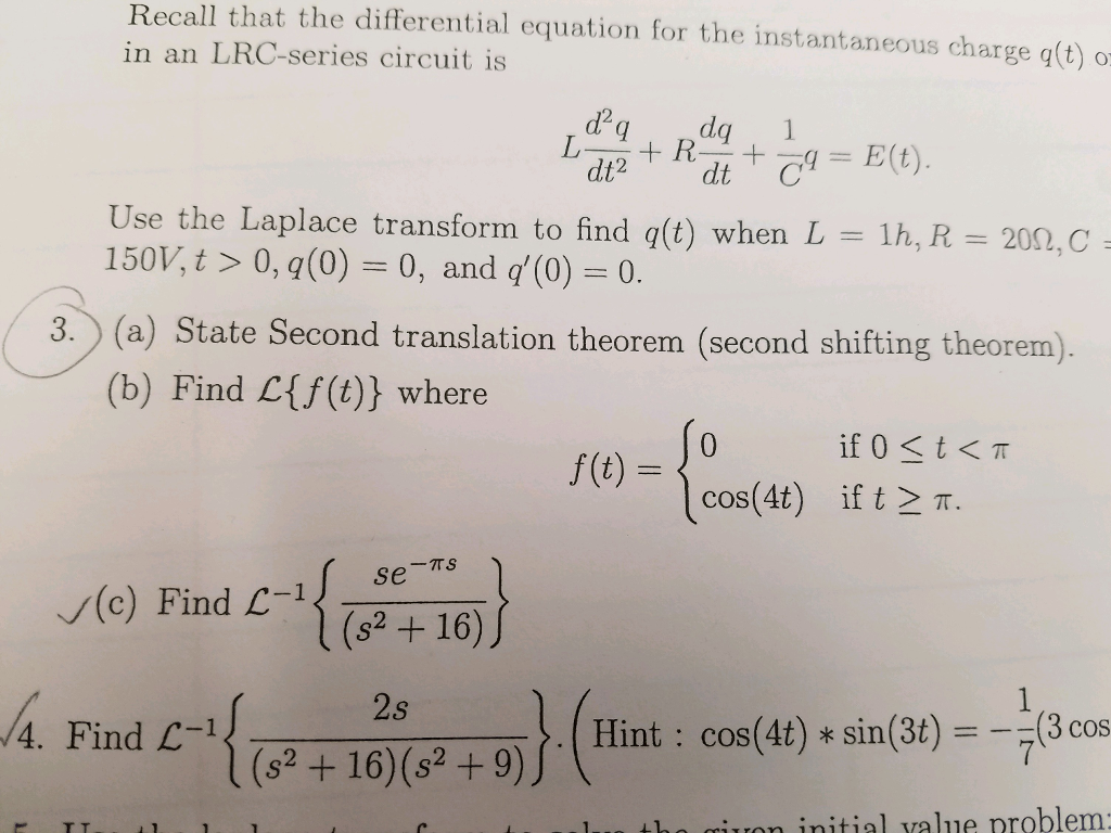 Solved Recall That The Differential Equation For The Inst Chegg Com