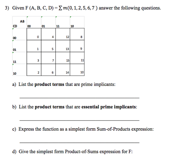 simplest form questions
Solved: Given F (A, B, C, D) = Pi M(11212, 112, 12, 12, 12, 12) Answ ... simplest form questions
Solved: Given F (A, B, C, D) = Pi M(11212, 112, 12, 12, 12, 12) Answ ...
